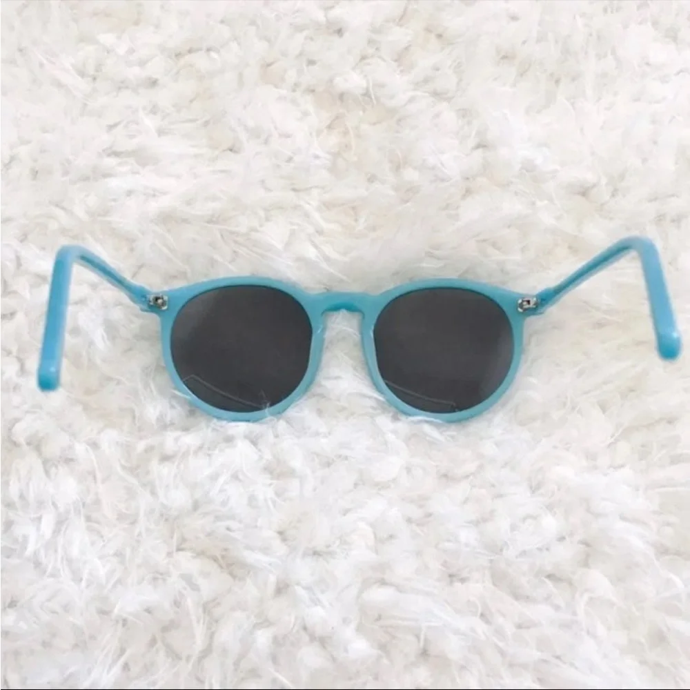 Wildfox Light Blue Frame Sunglasses with Blue Mirrored Lenses and Star Accents